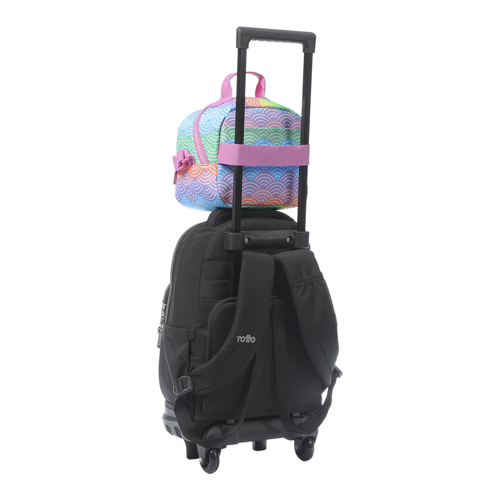 Conjunto Escolar TOTTO - Trolley Renglones 5DX + Lancheira Borrador 5DX + Estojo Sobre M1S