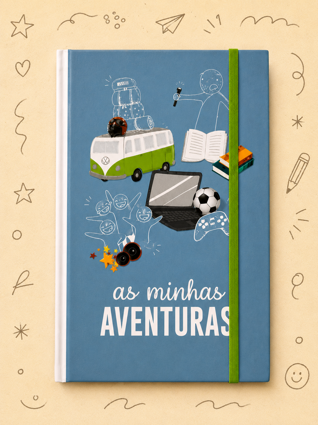 Kit Criativo Hábitos de Leitura – "As Minhas Aventuras" + Estojo TOTTO | Caderno A5 | Bloco A5 | Lápis de Cor Giotto | Acessórios de Escrita.