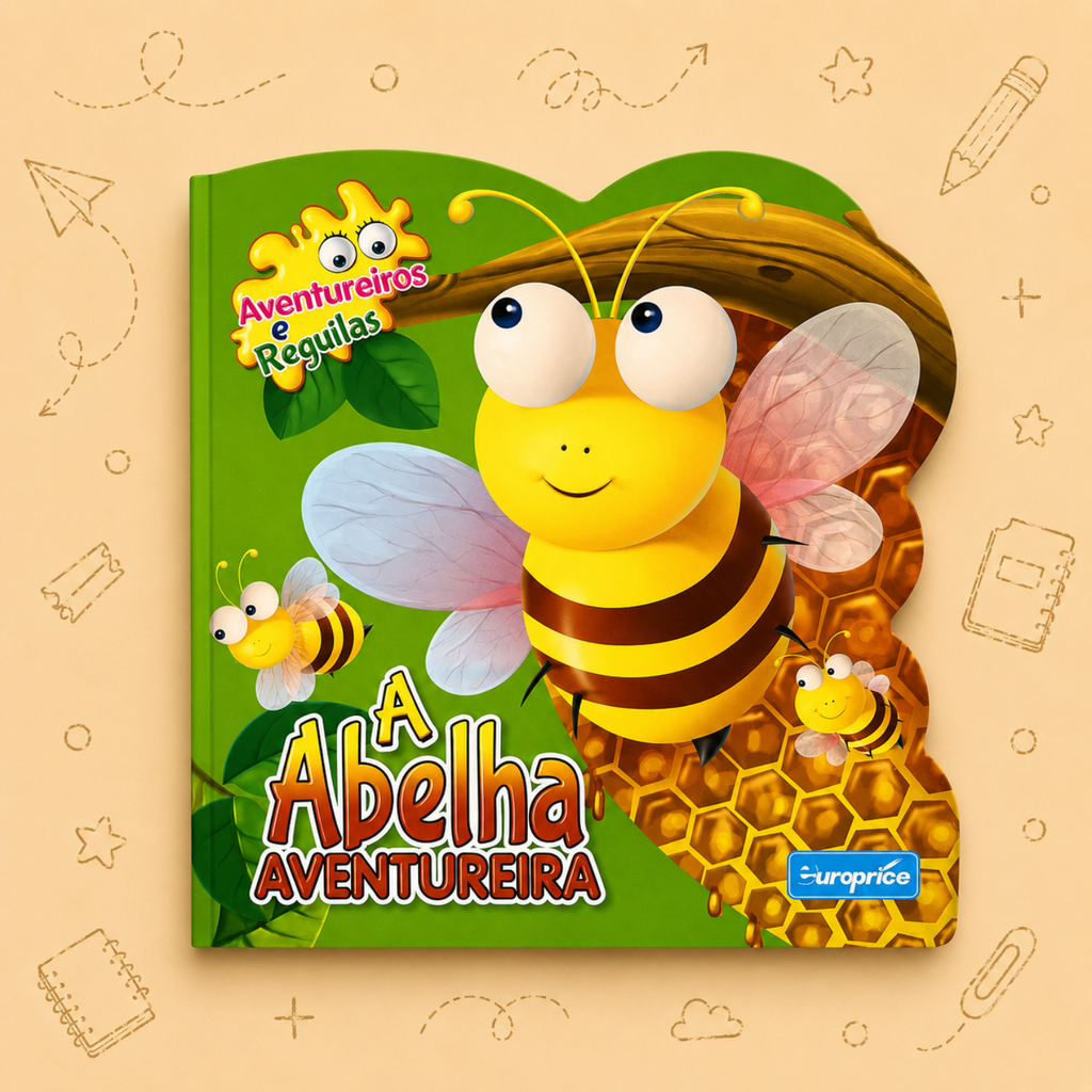 Kit Criativo Hábitos de Leitura - Conto "Aventureiros e Reguilas - A Abelha Aventureira" - Com guia prático para o adulto acompanhar + Estojo TOTTO, Caderno A5, Bloco A5, Lápis de Cor Giotto e Material de Escrita.