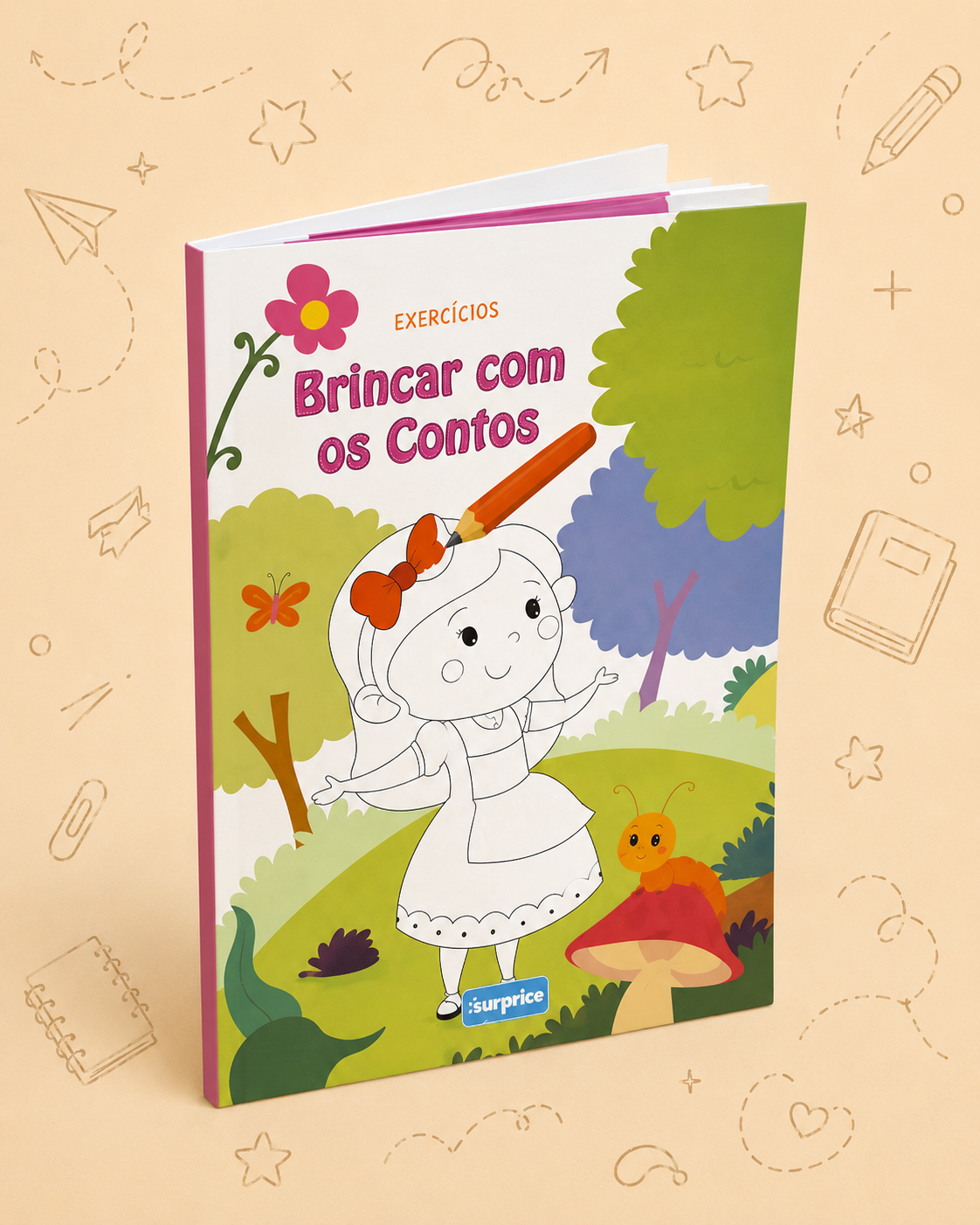 Kit Criativo Hábitos de Leitura - "Brincar com os Contos - Exercícios | Labirintos | Ponto a Ponto | Puzzles" - Com guia prático para o adulto acompanhar + Estojo TOTTO, Caderno A5, Bloco A5, Lápis de Cor Giotto e Material de Escrita.