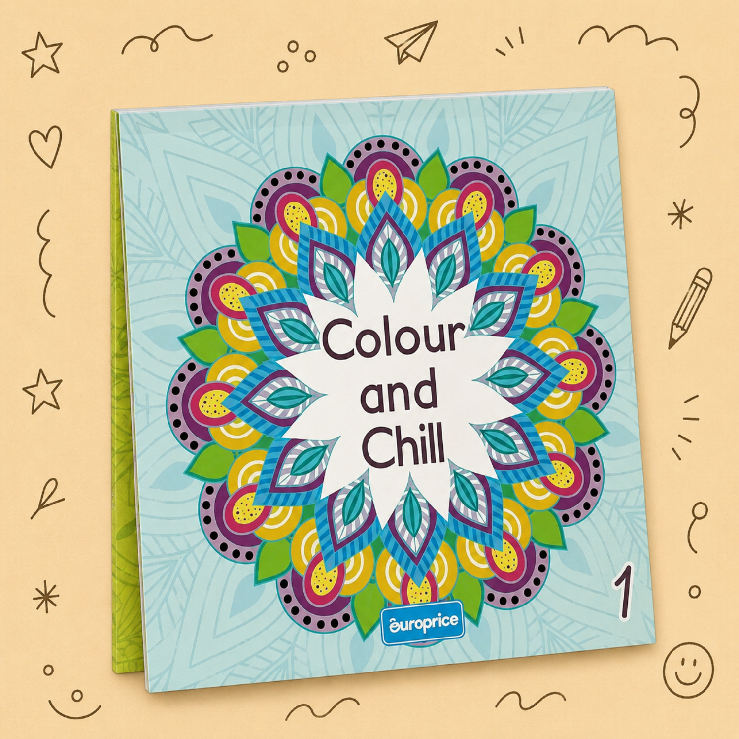 Kit Criativo "Colour and Chill 1" + Estojo TOTTO | Bloco de Desenho | Lápis de Cor FABER-CATELL | Acessórios para desenhar
