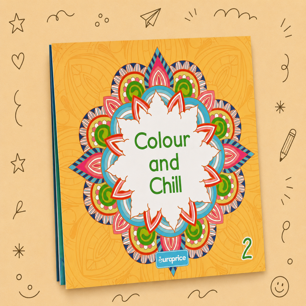 Kit Criativo "Colour and Chill 2" + Estojo TOTTO | Bloco de Desenho | Lápis de Cor FABER-CATELL | Acessórios para desenhar