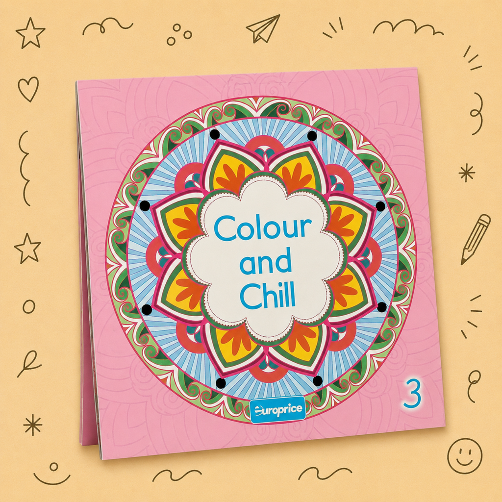Kit Criativo "Colour and Chill 3" + Estojo TOTTO | Bloco de Desenho | Lápis de Cor FABER-CATELL | Acessórios para desenhar