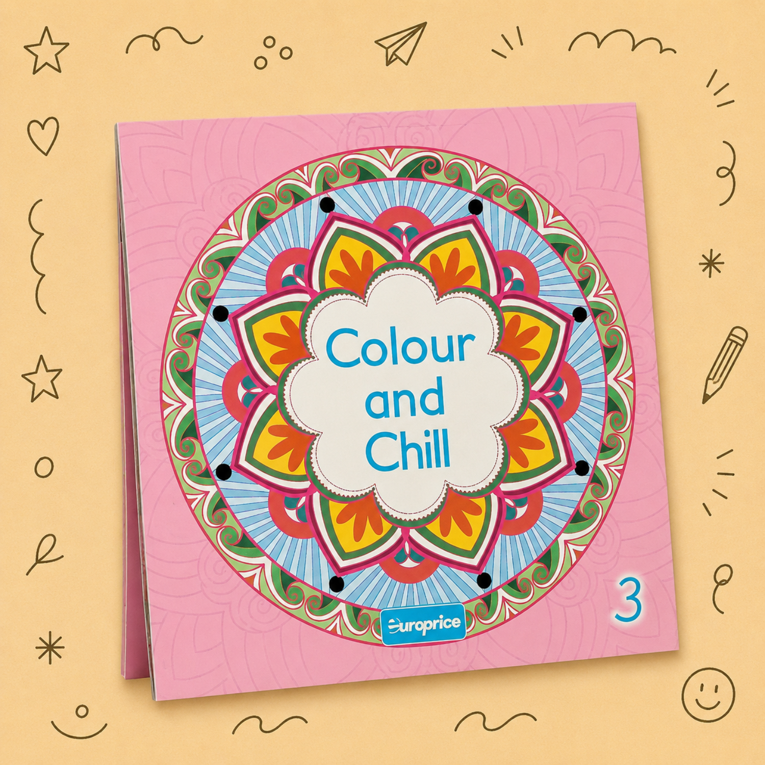 Kit Criativo "Colour and Chill 3" + Estojo TOTTO | Bloco de Desenho | Lápis de Cor FABER-CATELL | Acessórios para desenhar