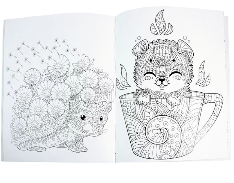 Kit Criativo "Calm and Peace – Colouring Animals" + Estojo TOTTO | Bloco de Desenho | Lápis de Cor FABER-CATELL | Acessórios para desenhar