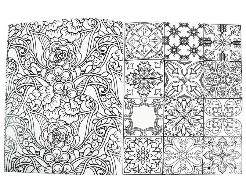 Kit Criativo "Calm and Peace – Colouring Azulejos" + Estojo TOTTO | Bloco de Desenho | Lápis de Cor FABER-CATELL | Acessórios para desenhar