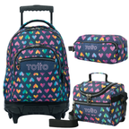 Conjunto Escolar TOTTO - Trolley Renglones + Lancheira Pizarra + Estojo Agapec 3YJ