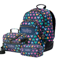 Conjunto Escolar TOTTO - Mochila Rayol + Lancheira Pizarra + Estojo Agapec 3YJ
