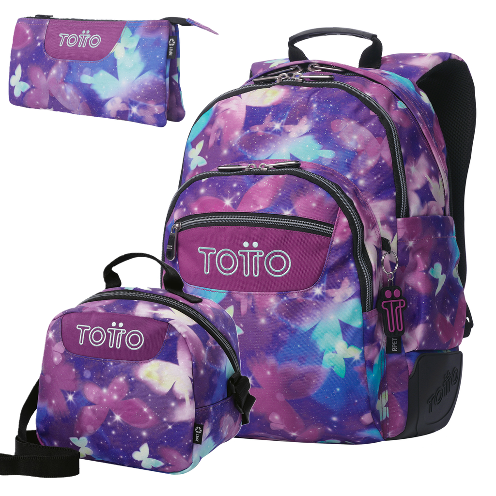 Conjunto Escolar TOTTO - Mochila Rayol + Lancheira Borrador + Estojo Tablero 5Q6