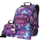 Conjunto Escolar TOTTO - Mochila Rayol + Lancheira Borrador + Estojo Tablero 5Q6