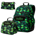 Conjunto Escolar TOTTO - Mochila Rayol + Lancheira Borrador + Estojo Tablero 6DS