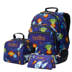 Conjunto Escolar TOTTO - Mochila Rayol + Lancheira Borrador + Estojo Tablero 8FK