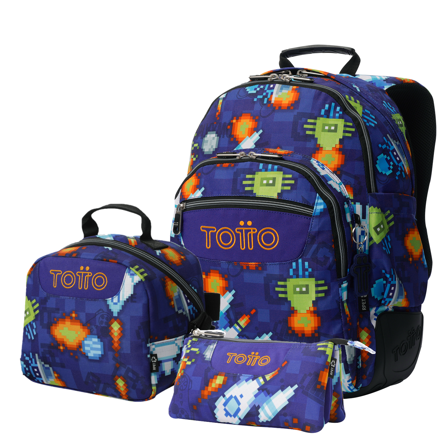 Conjunto Escolar TOTTO - Mochila Rayol + Lancheira Borrador + Estojo Tablero 8FK