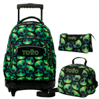 Conjunto Escolar TOTTO - Trolley Renglones + Lancheira Borrador + Estojo Tablero 6DS
