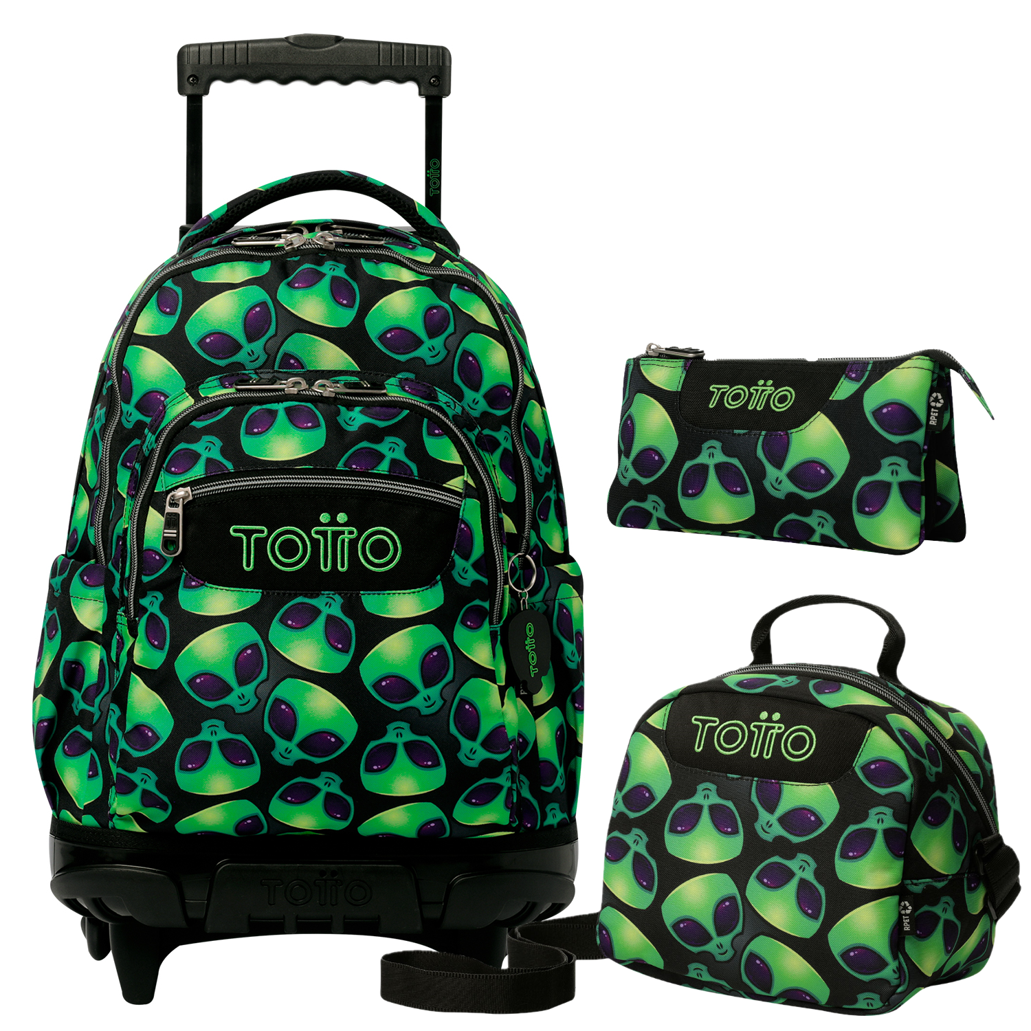 Conjunto Escolar TOTTO - Trolley Renglones + Lancheira Borrador + Estojo Tablero 6DS
