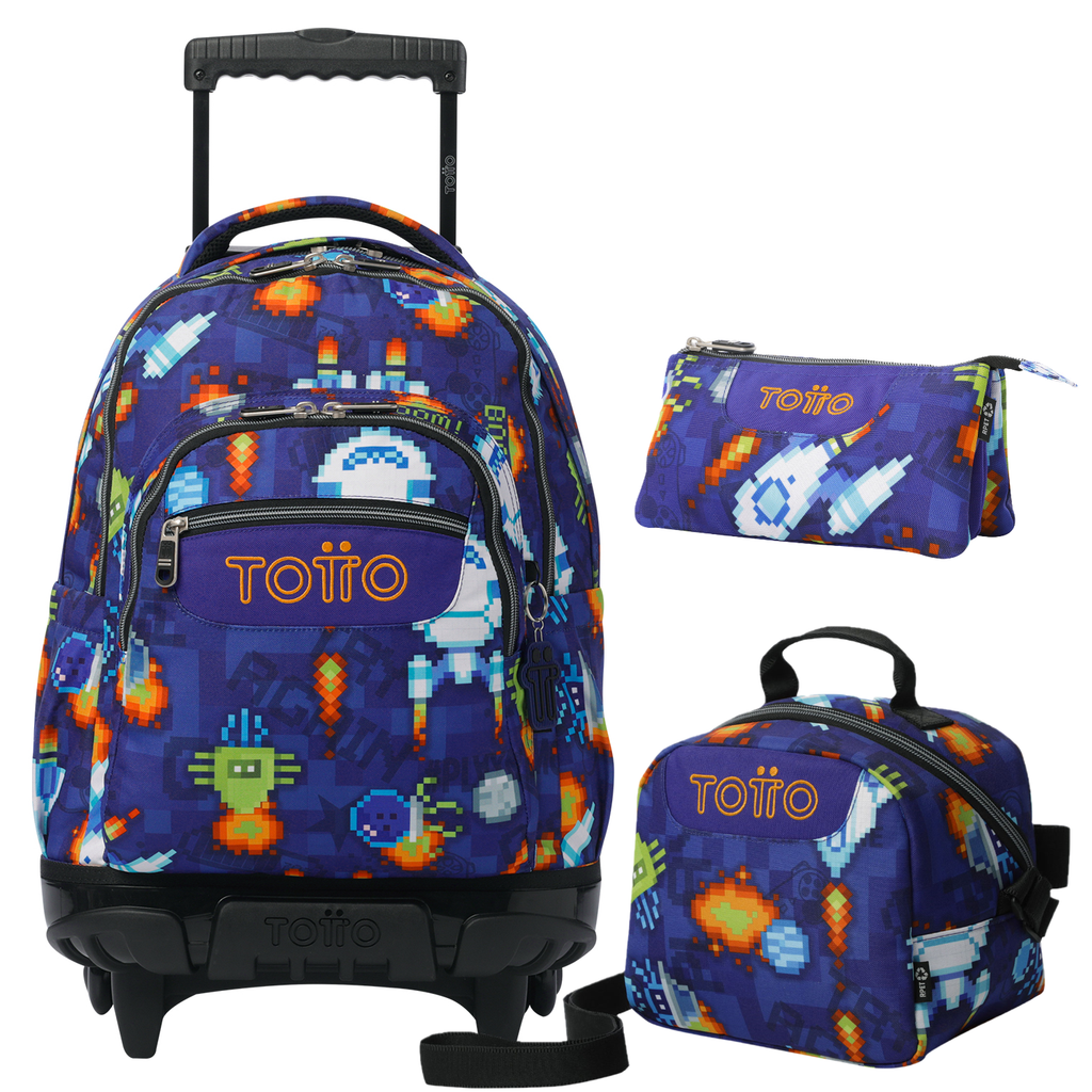 Conjunto Escolar TOTTO - Trolley Renglones + Lancheira Borrador + Estojo Tablero 8FK