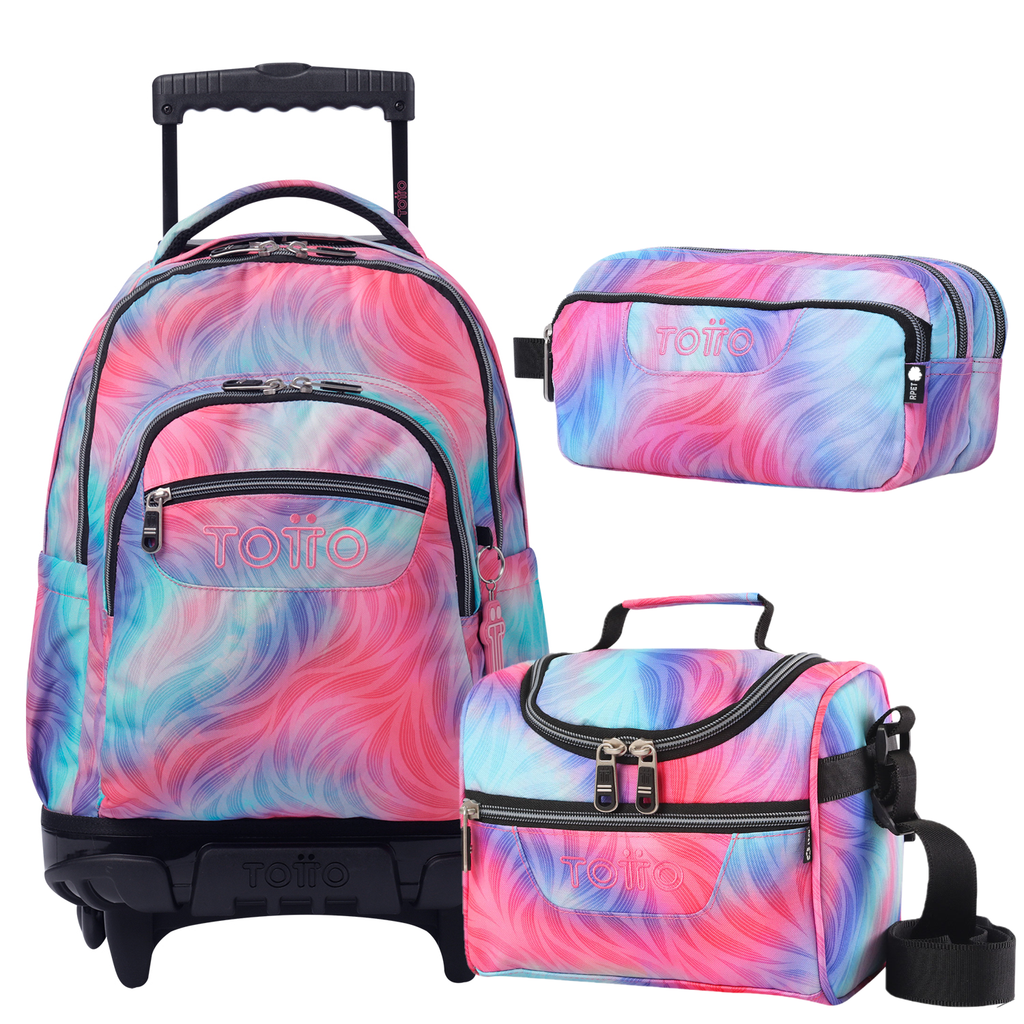Conjunto Escolar TOTTO - Trolley Renglones + Lancheira Pizarra + Estojo Agapec 9IZ