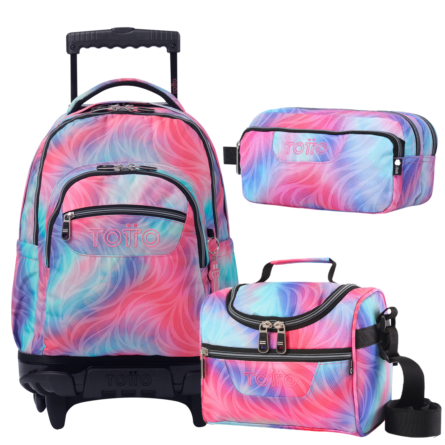 Conjunto Escolar TOTTO - Trolley Renglones + Lancheira Pizarra + Estojo Agapec 9IZ