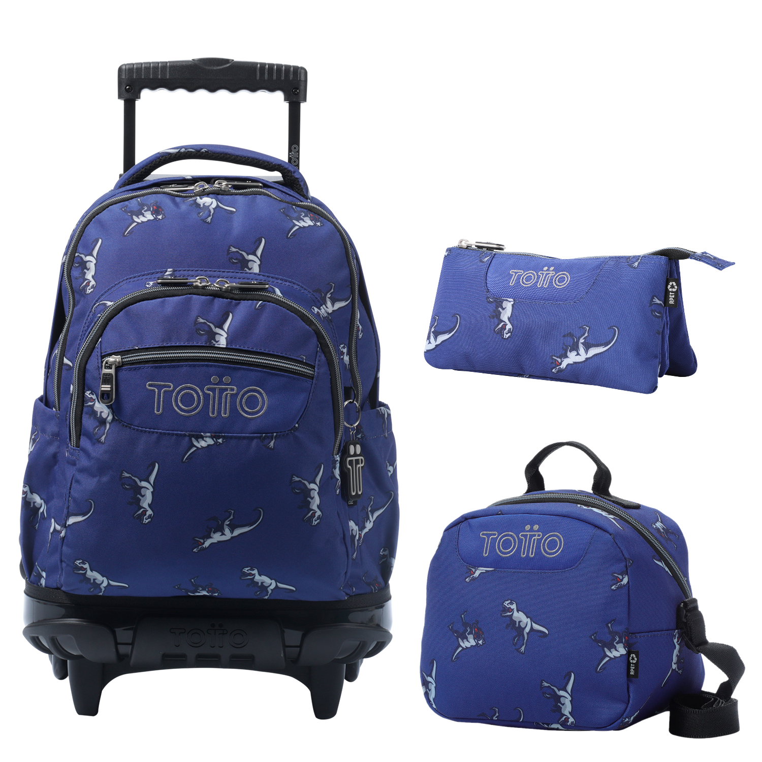 Conjunto Escolar TOTTO - Trolley Renglones + Lancheira Borrador + Estojo Tablero 9JB