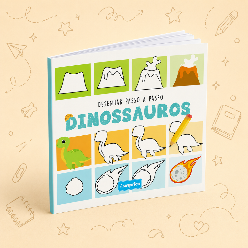 Kit Criativo Hábitos de Leitura - "Desenhar Passo a Passo" - Com guia prático para o adulto acompanhar + Estojo TOTTO, Caderno A5, Bloco A5, Lápis de Cor Giotto e Material de Escrita. (Cópia)