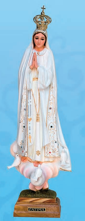 Imagem de Nossa Senhora de Fátima 23 cm em Poliestireno Reciclado | Pintada à Mão com Olhos em Cristal