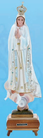 Imagem de Nossa Senhora de Fátima 26 cm com Música | Pintada à Mão, Olhos em Cristal