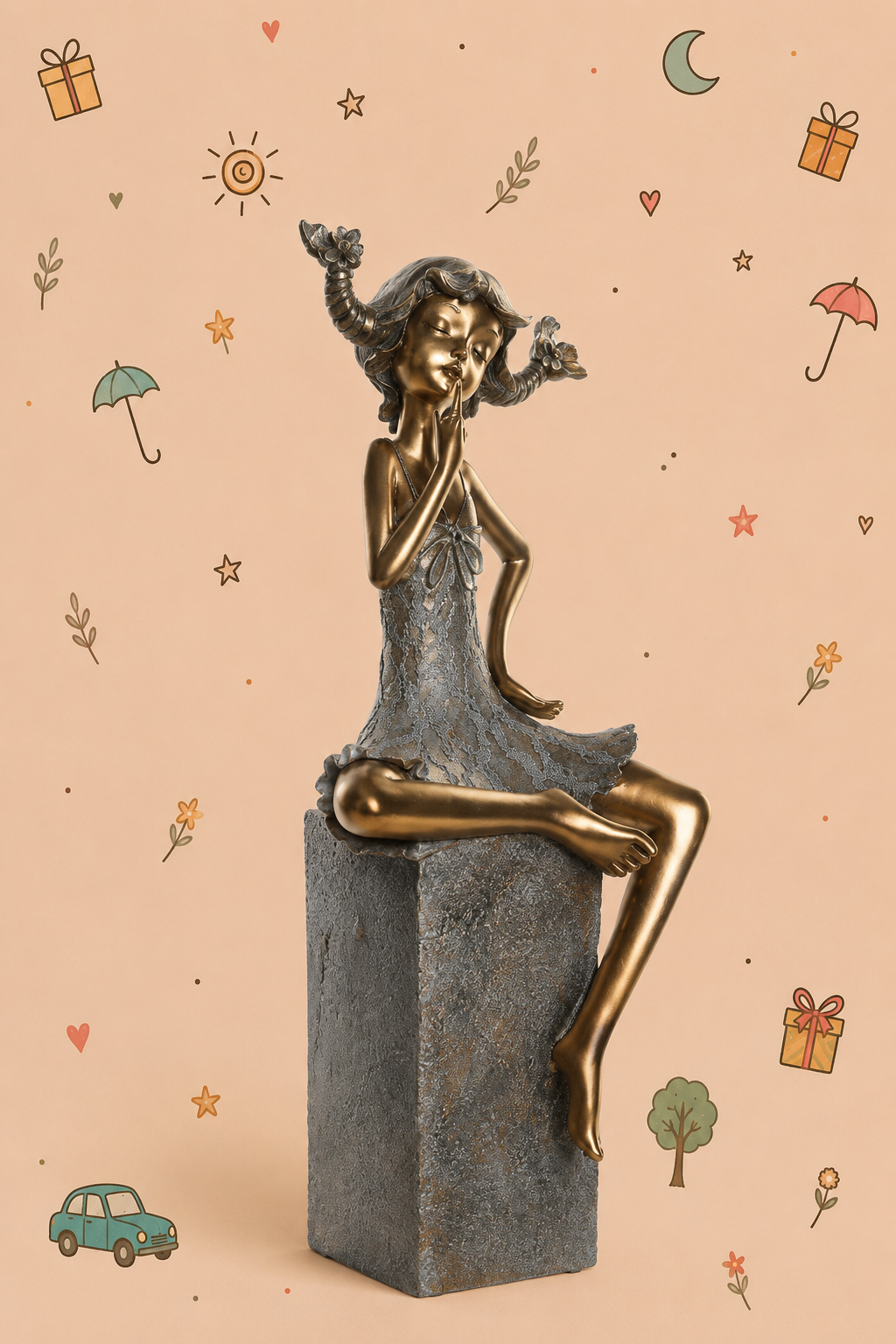 Escultura Decorativa "Pipi das Meias Altas" – Símbolo de Força, Liberdade e Imaginação | Disponível em 3 cores