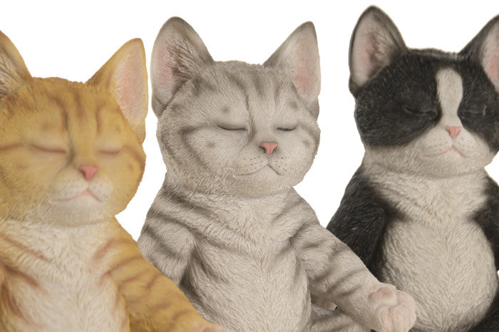Conjunto Decorativo - Gato Zen em Meditação | com Vela Relaxante | Disponível em 3 modelos