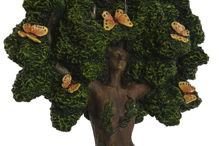 Kit Decorativo "Árvore Mãe Natureza" – Escultura em Resina e Vela Marfim