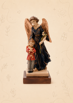 Anjo da Guarda com Menino ou Menina 22 cm | Pintado à Mão em Poliestireno Reciclado