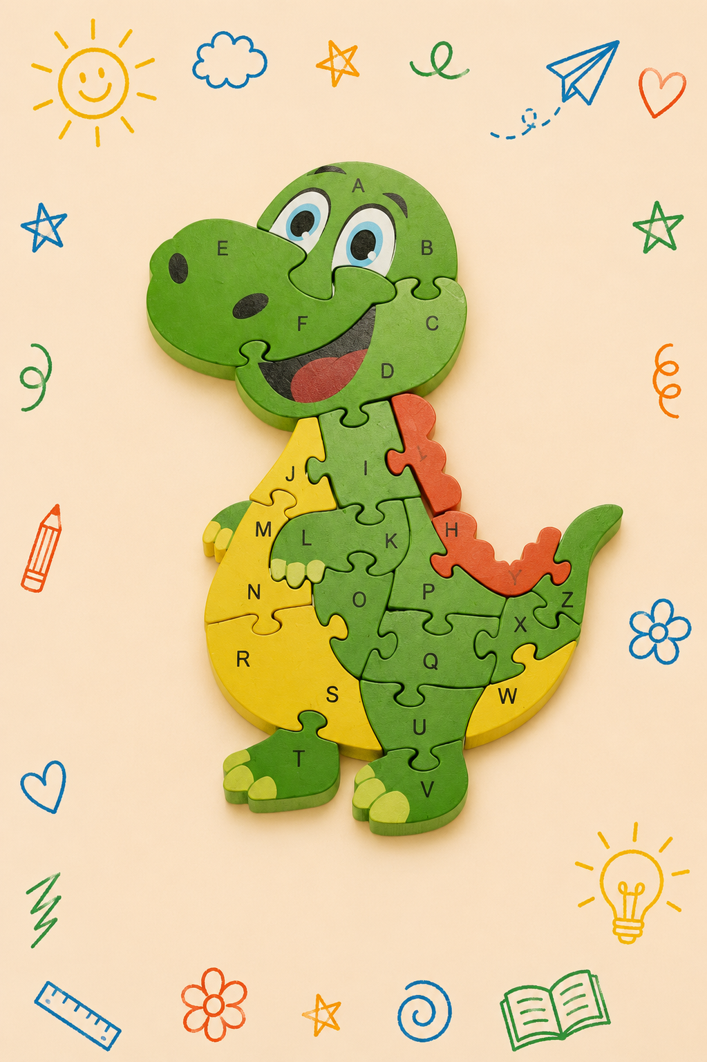 Kit Criativo Puzzle Dinossauro | Guia prático para o adulto acompanhar | Material de desenho e escrita