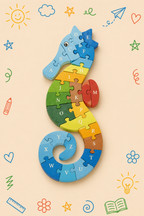 Kit Criativo Puzzle Cavalo Marinho | Guia prático para o adulto acompanhar | Material de desenho e escrita