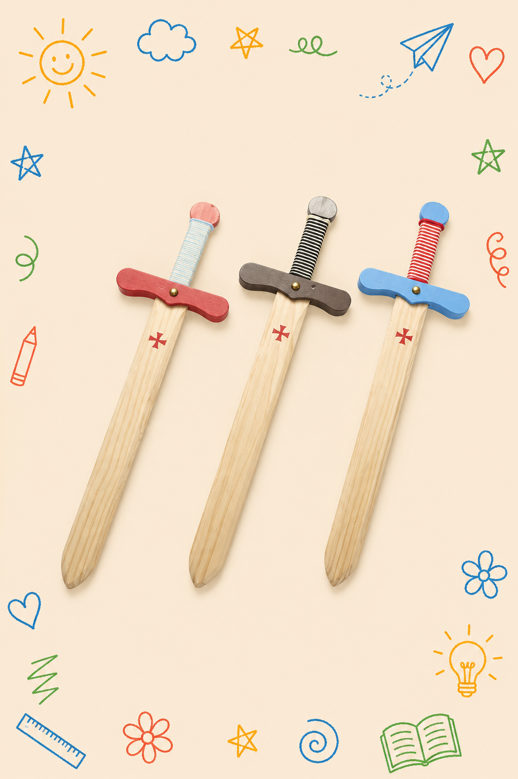 Kit Criativo Educativo - Medieval | Capacete, Espada, Arco e Flechas | Guia prático para o adulto acompanhar | Acessórios para desenho e escrita