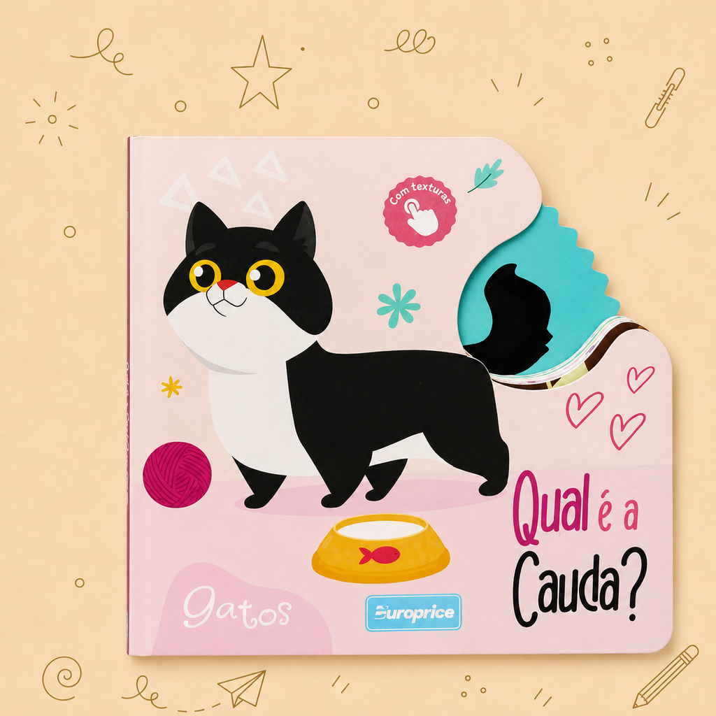 Kit Criativo Hábitos de Leitura - Contos "Qual é a Cauda? - Cães | Gatos | Quinta | Selva" - Com guia prático para o adulto acompanhar + Estojo TOTTO, Caderno A5, Bloco A5, Lápis de Cor Giotto e Material de Escrita.