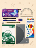 Kit Escolar BUTTERFLIES | Estojo TOTTO, Caderno A5, Bloco A5, Lápis de Cor Giotto e Material de Escrita