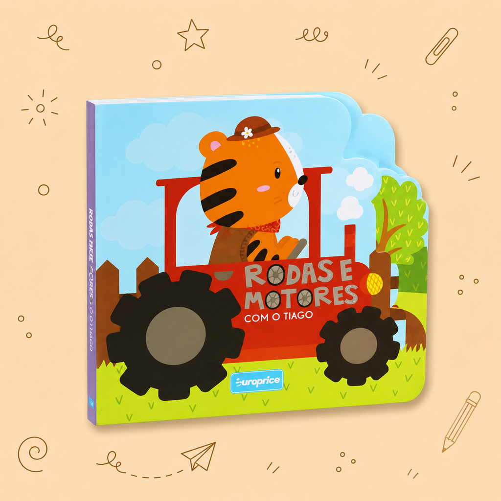 Kit Criativo Hábitos de Leitura - Contos "Rodas e Motores com..." - Com guia prático para o adulto acompanhar + Estojo TOTTO, Caderno A5, Bloco A5, Lápis de Cor Giotto e Material de Escrita.