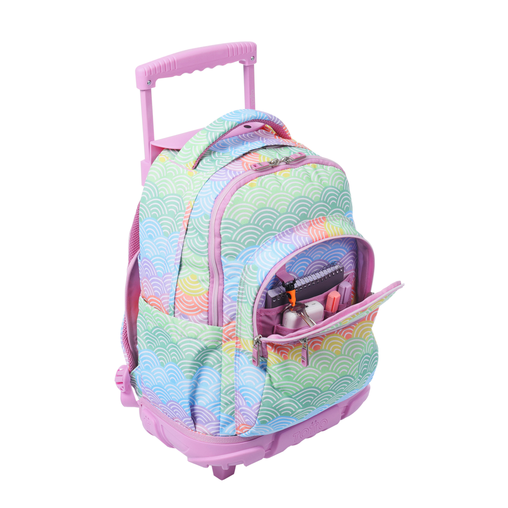 Conjunto Escolar TOTTO - Trolley Renglones 5DX + Lancheira Borrador 5DX + Estojo Sobre M1S