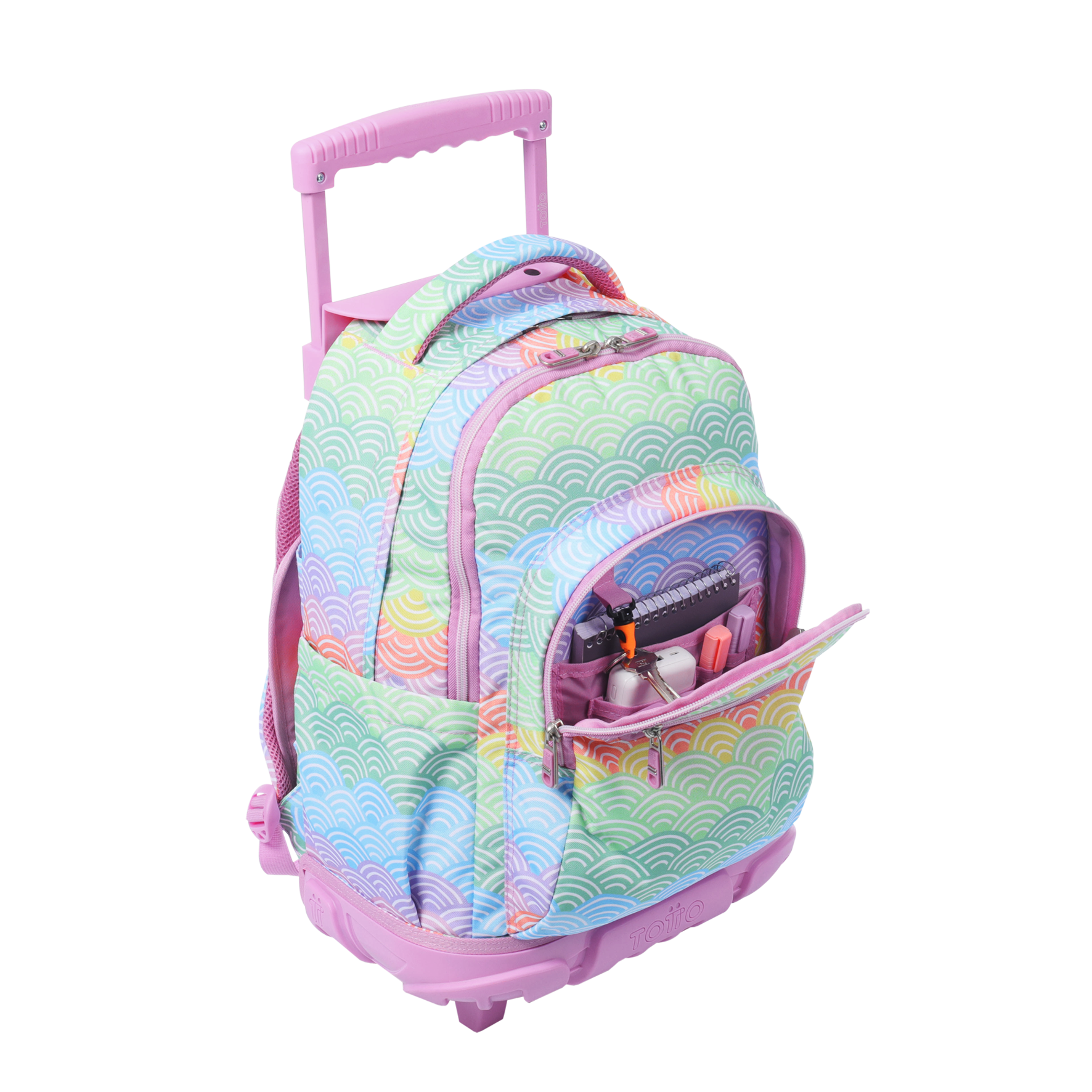 Conjunto Escolar TOTTO - Trolley Renglones 5DX + Lancheira Borrador 5DX + Estojo Sobre M1S