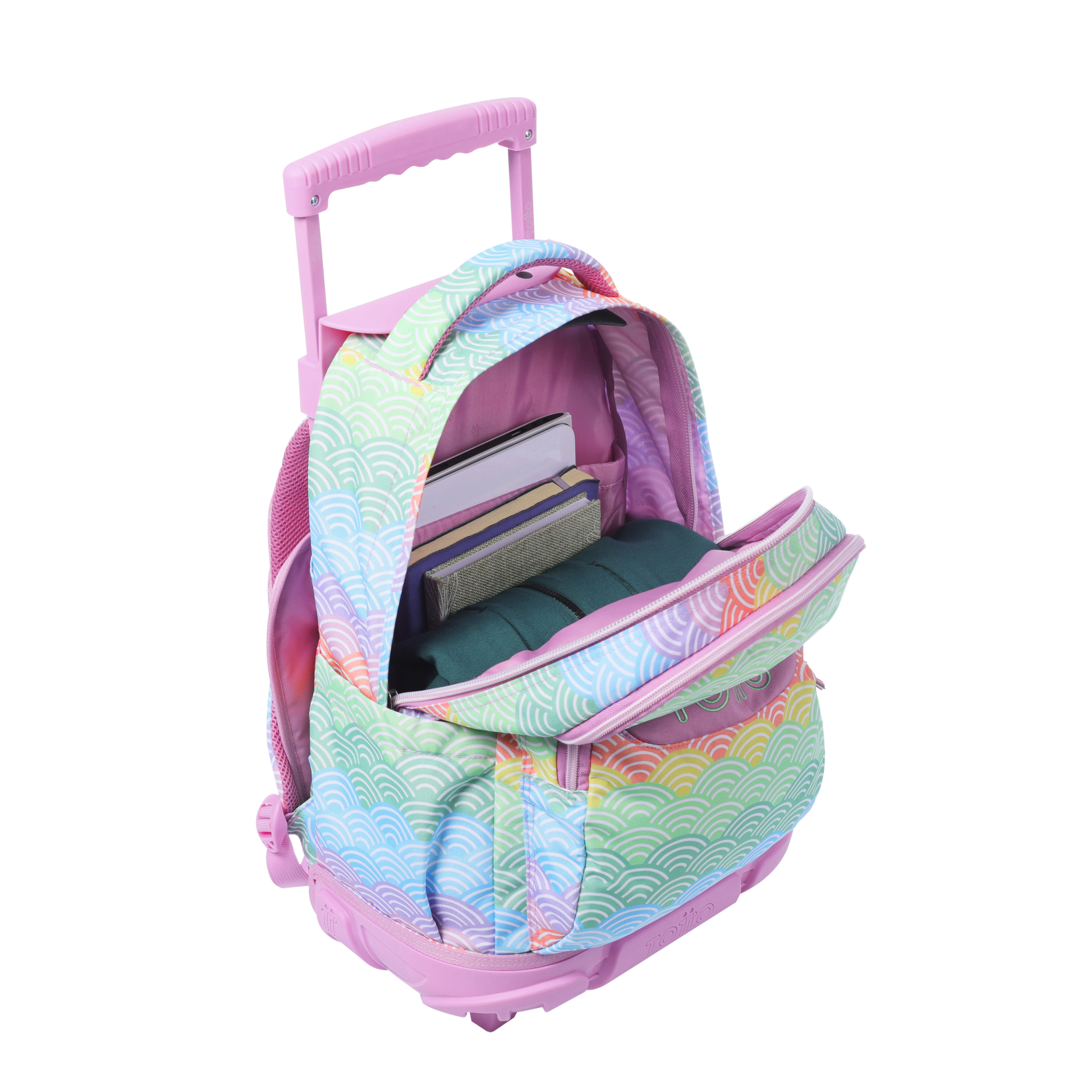 Conjunto Escolar TOTTO - Trolley Renglones 5DX + Lancheira Borrador 5DX + Estojo Sobre M1S