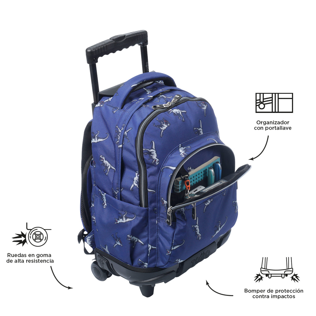Conjunto Escolar TOTTO - Trolley Renglones + Lancheira Borrador + Estojo Tablero 9JB