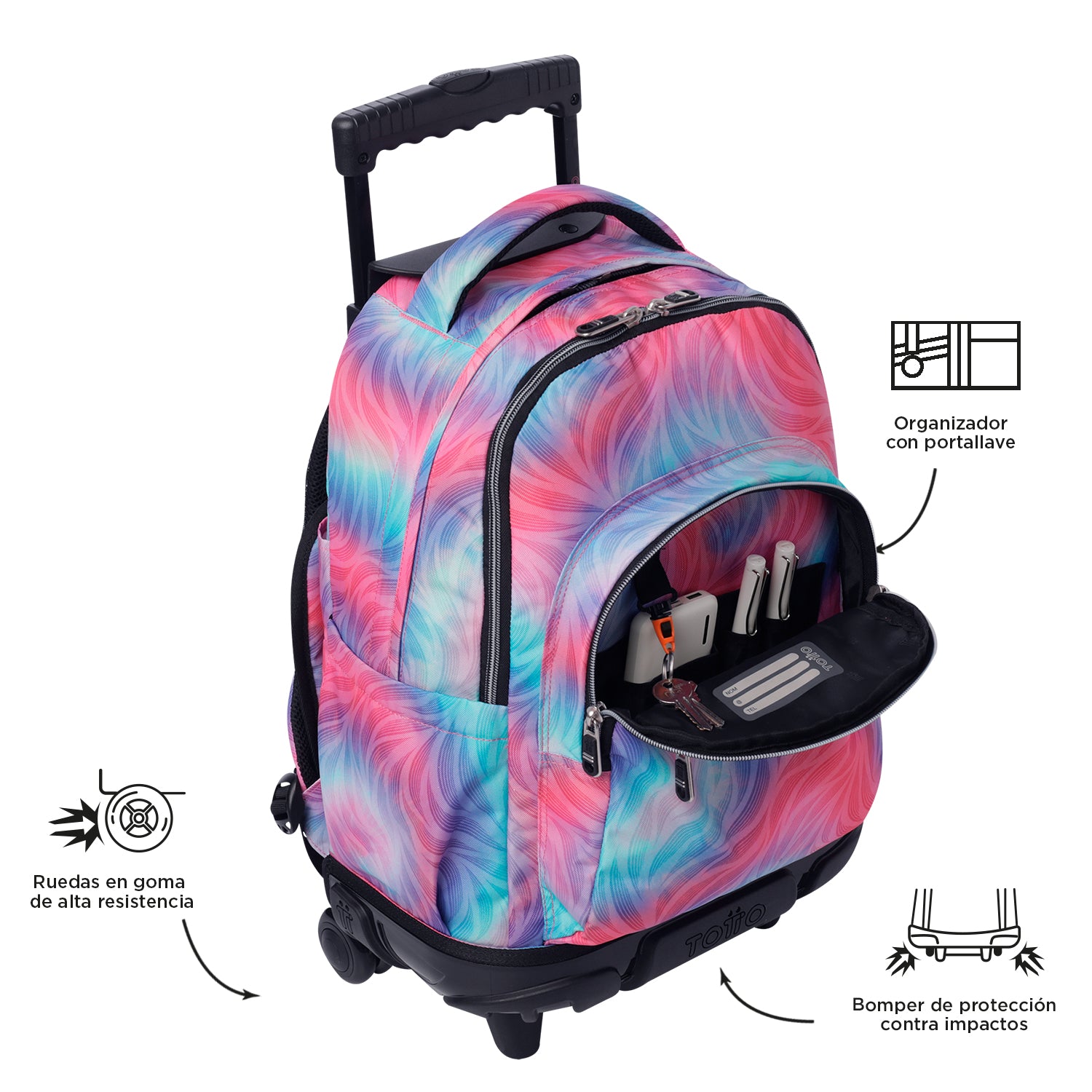 Conjunto Escolar TOTTO - Trolley Renglones + Lancheira Pizarra + Estojo Agapec 9IZ