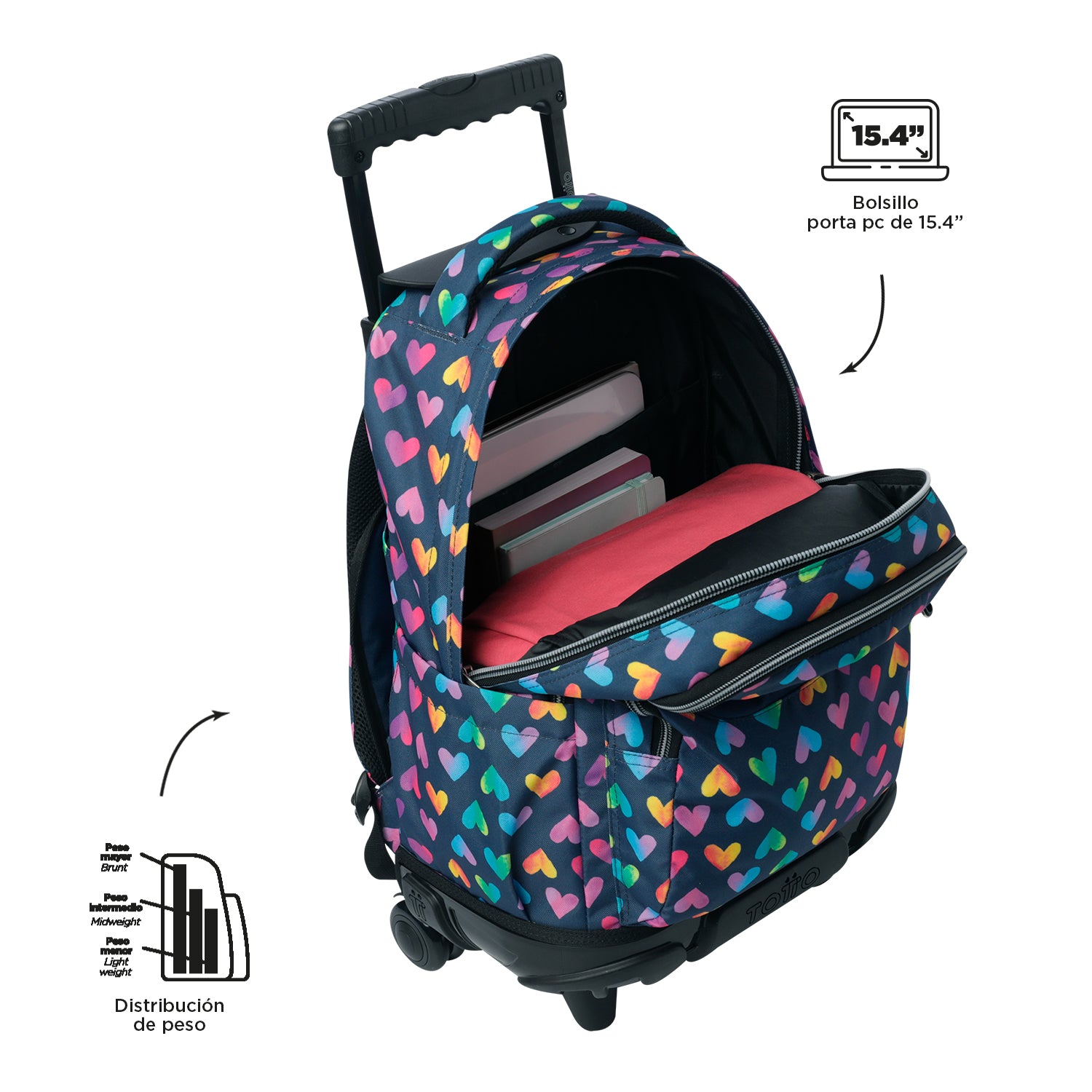 Conjunto Escolar TOTTO - Trolley Renglones + Lancheira Pizarra + Estojo Agapec 3YJ