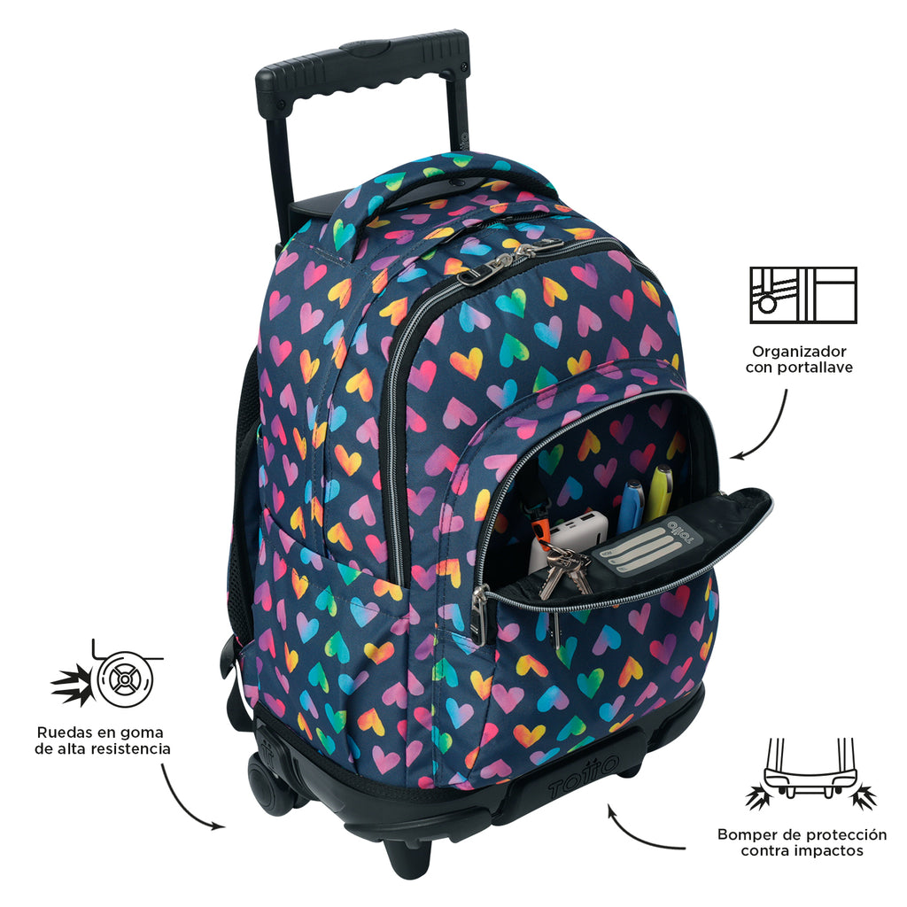 Conjunto Escolar TOTTO - Trolley Renglones + Lancheira Pizarra + Estojo Agapec 3YJ