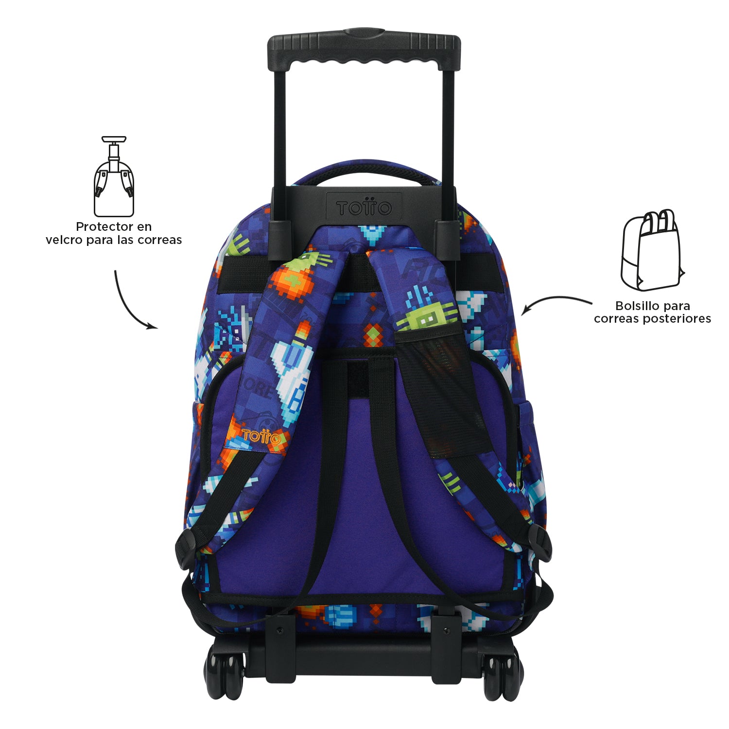 Conjunto Escolar TOTTO - Trolley Renglones + Lancheira Borrador + Estojo Tablero 8FK