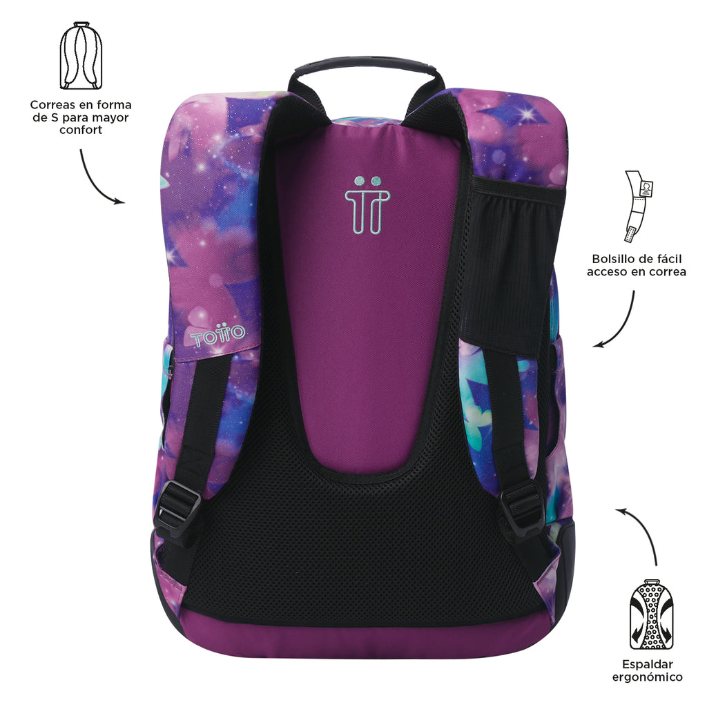 Conjunto Escolar TOTTO - Mochila Rayol + Lancheira Borrador + Estojo Tablero 5Q6