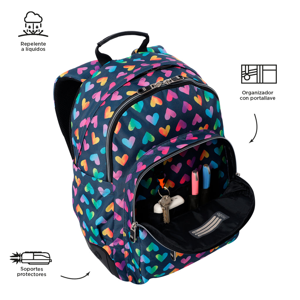 Conjunto Escolar TOTTO - Mochila Rayol + Lancheira Pizarra + Estojo Agapec 3YJ