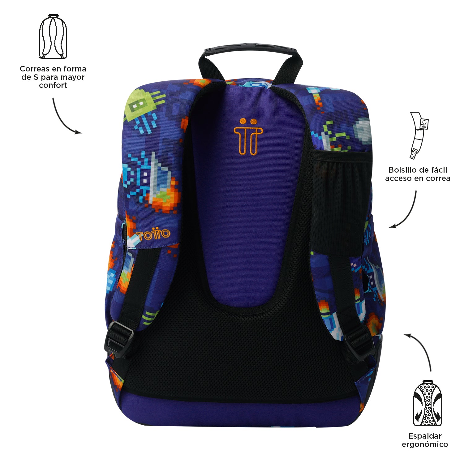 Conjunto Escolar TOTTO - Mochila Rayol + Lancheira Borrador + Estojo Tablero 8FK