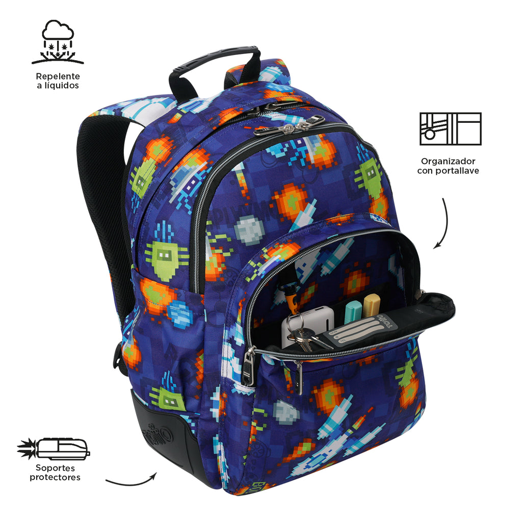 Conjunto Escolar TOTTO - Mochila Rayol + Lancheira Borrador + Estojo Tablero 8FK