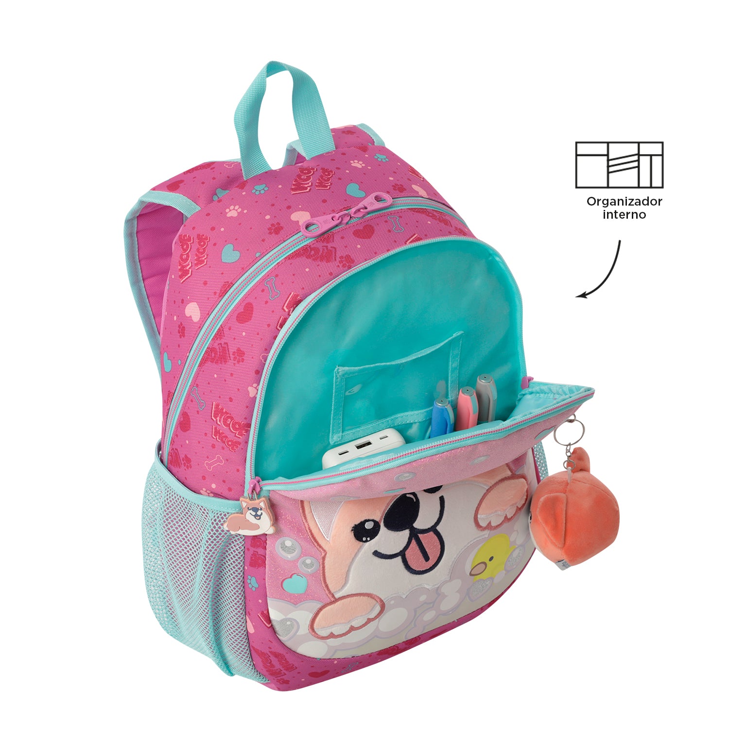 Conjunto Mochila M 6 a 7 anos+Lancheira+Estojo DOGGY LOVE 1K6