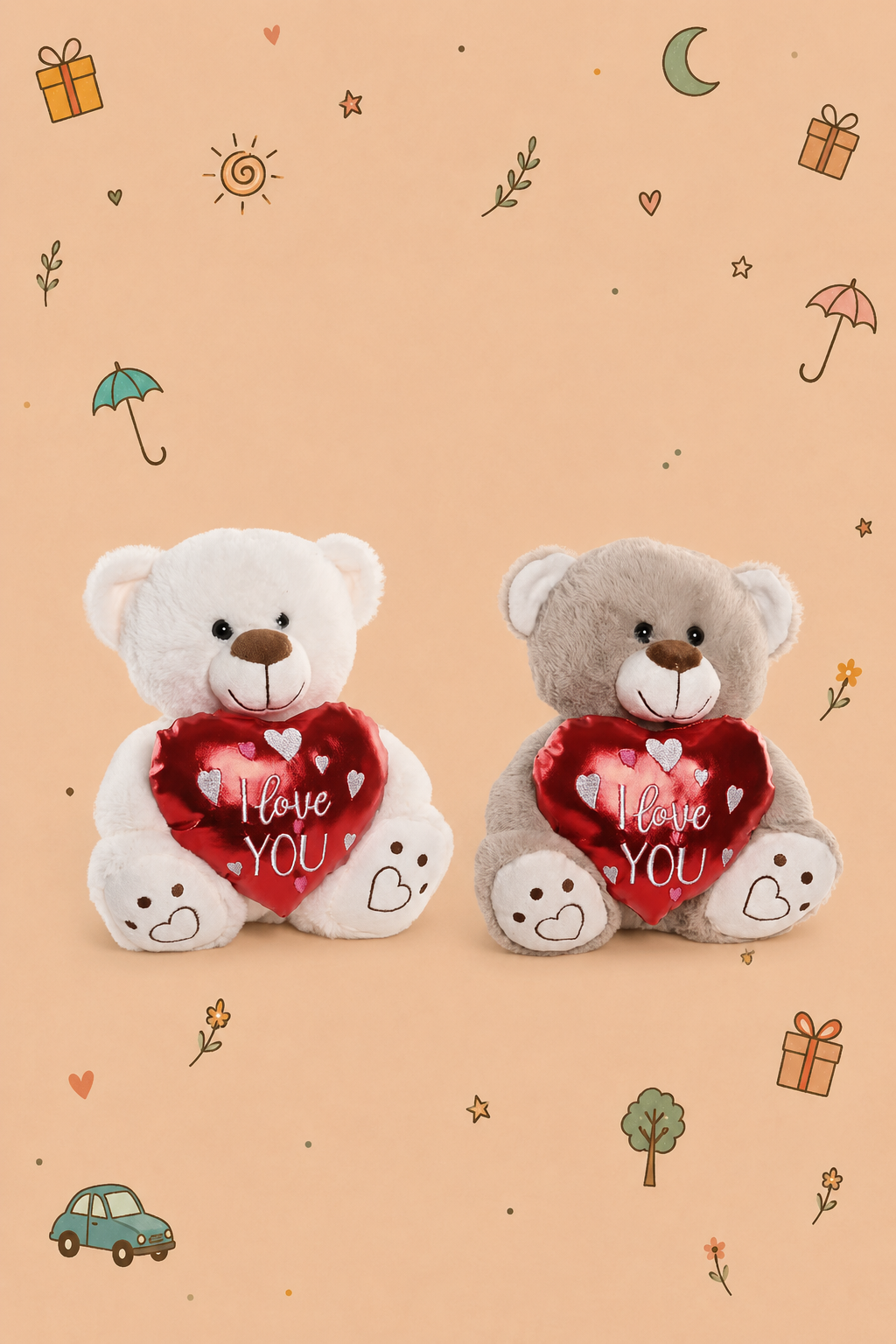 Kit Amor Especial | Peluche I LOVE YOU e Vela Coração | Urso Disponível em 2 Cores